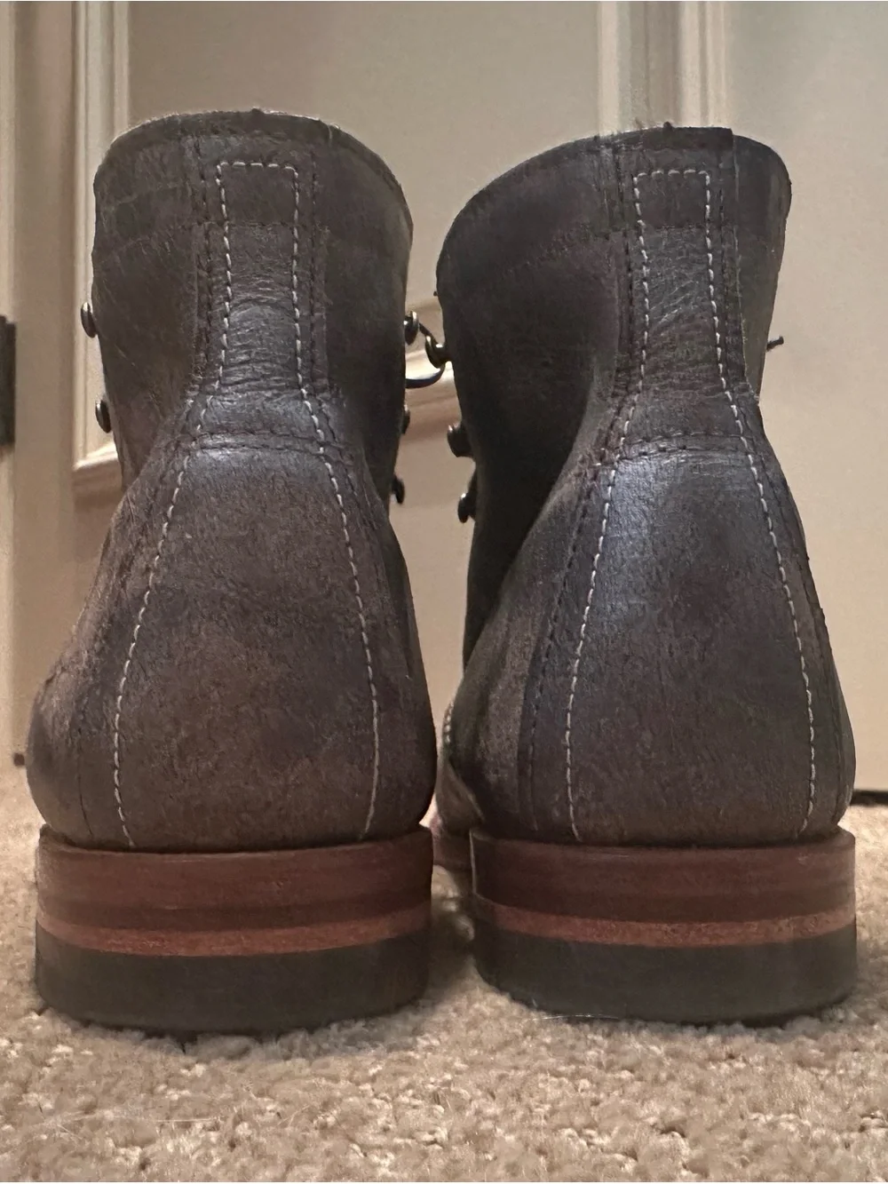 Wolverine 1000 Mile Boots Gray Leather Made In The USA Womens 11